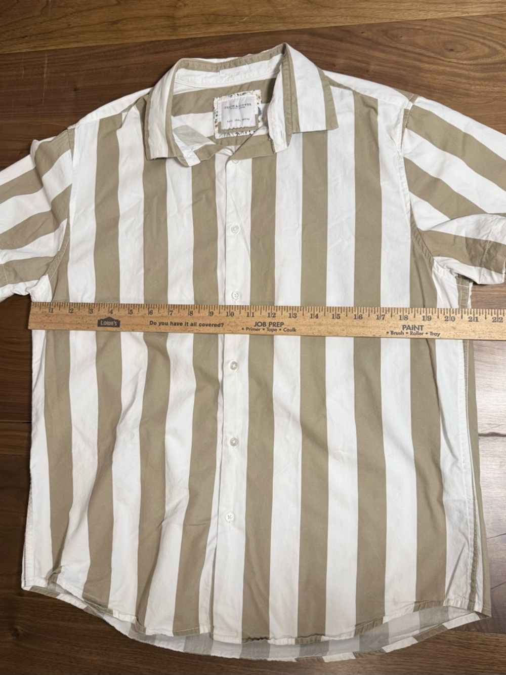 Denim & Flower Brown and White Striped Shirt men’s large cotton - Picture 4 of 10